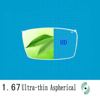1.67 Aspherical Anti Modra Svetloba UV400 Zaščito pred Sevanjem Objektiv Nepremočljiva Ultra-tanek Kratkovidnost Presbyopia Astigmatism Objektiv Očeh