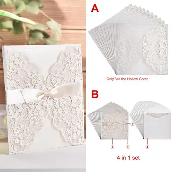 10Pcs Laser Cut Poročna Vabila Kartice Poroka Poročni Tuš Darilo voščilnico Kompleti Primeru Stranka Dobave Dekoracijo