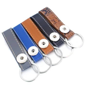10Pcs/veliko Novih Usnje Pripni Gumb Keychains DIY 18 mm Snap Keyring Imetnik Keychain Fit 18 mm 20 mm Snap Gumbi Nakit