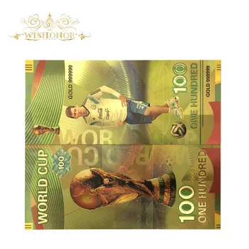 10pcs/veliko Vroče Prodaje Barve Messi Bankovec za Svetovni Pokal Bankovcev za 100 Rubelj Bankovcev v 24k Gold papirnati Denar Za Zbiranje