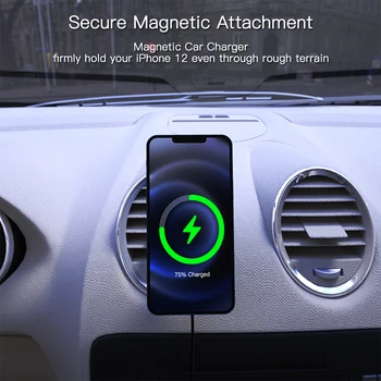 15W Magnetni Brezžični Polnilnik Telefona Nastavek za iPhone 12 Pro Mini Max Magsafe Samodejno Adsorpcije Hitro Polnjenje Avto Nosilec za Telefon