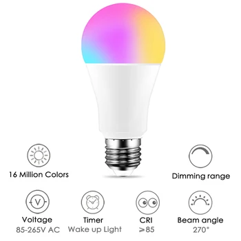 15W WiFi Smart Žarnice E27 B22 LED RGB Žarnice Delo z Alexa/googlova Domača stran 85-265V RGB+Bela Zatemniti Funkcija Timer Magic Žarnica