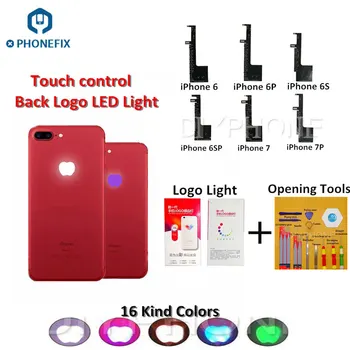 16 Barve Dotik kontrolna lučka LED Logotip Luč za iPhone 6 6Plus 6S 6S Plus 7 7 Plus Žareče LED Logotip Mavrične Svetlobe