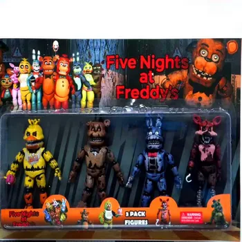18 CM Pet Noči Na Freddy je Dejanje Slika PVC FNAF Bonnie Foxy Freddy Fazbear Medved Lutke, Igra Igrače Anime Model S Svetlobo