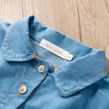 2019 Jeseni Dekle Obleko Bombaž Dolg Rokav Otrok Obleke Jeans Barve Obleko Otroci Obleke za Dekleta Modni Dekliška Oblačila