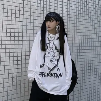 2020 Beli Medved T Srajce Na Japonskem Harajuku Hip Hop T-Majice Ulične Femme Jeseni Dolg Rokav Gothic Prevelik Majica S Kratkimi Rokavi Ženske