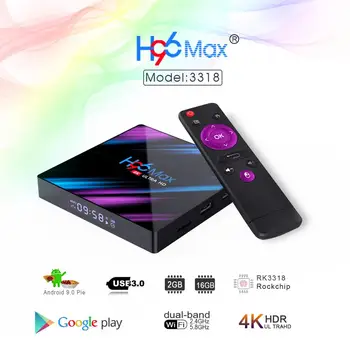 2020 H96 MAX Android 9.0 Smart TV Box 64GB 4GB RAM ROM RK3318 H96Max 4k BT4.0 Youtube smart tv box android pk X96 max x96 mini