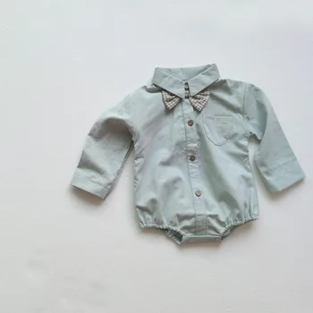 2020 Jeseni Nov Baby Boy Dolg Rokav Obleka S Kravato Baby Dekle Jumpsuits Baby Dan 100 Oblačila Za Rojstni Dan Otroci Otroške Kopalke