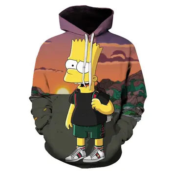 2020 Jeseni smešno anime simpson hoodie moških 3d print mode Simpsons, športna majica Moški oblači Ulične prevelik hoody