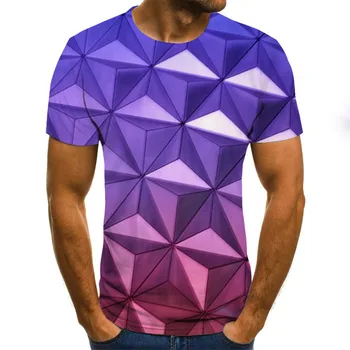 2020 Moški 3d majica Fashion Poletje majica s kratkimi rokavi Top Streatwear Moških Kul geometrijo Piramida 3d Moških Hip Hop Tees Plus Velikost 6XL