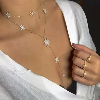 2020 nov slog seksi zvezda čar y obliko dolgo ogrlica za ženske lady drobne verige poročna ogrlica iz zlata, srebrna barva Y ogrlica