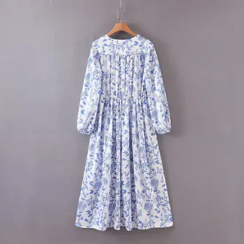 2020 novo Pomlad Poletje Evropske Modre in Bele Porcelanaste Natisnjeni Modra zaraing ženske obleke vadiming sheining žensko obleko XDL2605