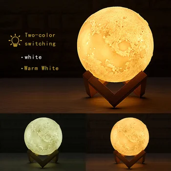 2020 Okroglo Obliko Luna Lučka 3D Tiskanja USB Polnilna Led Luna Svetloba Svetilke, za Dekoracijo Doma in Darila za Ljubimec,Starša,Prijatelja