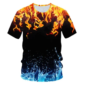 2020 Poletje Otrok 3D T-shirt Fantje Dekleta Rdeči Ogenj in Modrega Ledu Voda Dragon Orel Smešno Tiskanje T shirt Otroci Moda Tshirts