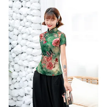 2020 Tang bo Ustrezala ženska Majica Kratek Oddelek Moda za Ženske Cheongsam Krilo Matere Kostum, Kostum Obleko Classic Sodobne Qipao