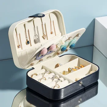 2020 Univerzalno Nakit Organizator Prikaz Potovanja Nakit Primeru Škatle Prenosni Nakit Polje Gumb Usnje Shranjevanje Zadrgo Jewelers