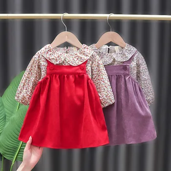 2021 Pomlad Malčke Baby Dekleta Kompleti Oblačil Priložnostne Dolg Rokav Print Majica Obleko 2pieces/komplet Dojenček Obleke Malčka, Girl Obleke