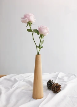 22x6x3cm preprosta sodoben naravnega lesa vaza posušeno cvetje ponaredek cvet hydroponic rastlin, steklenica za domov okraski okraski lesena vaza