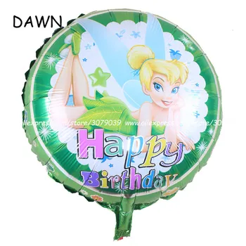 25pcs/veliko 8inch krog tinkerbell elfin baloni helij folija baloni happy birthday pravljice, otroške igrače Napihljivi Zračni Žogo