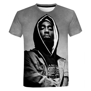 2Pac & Nipsey Hussle 3D Print Majica s kratkimi rokavi Moški Ženske Poletje Moda Priložnostne T-shirt Rapper Tupac Ulične Hip Hop T Shirt Tee Vrhovi
