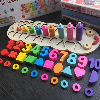 3 slogi Otrok Lesene Montessori Juguetes Didacticos Materialov, Giochi Montesorri Igrače Poučevanja Matematike Igrače Za Otroke oyuncak
