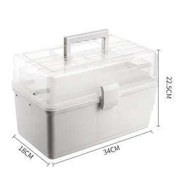 3-slojna Gospodinjstvu Prenosni Medicine Box Komplet za Prvo Pomoč - Bela XL