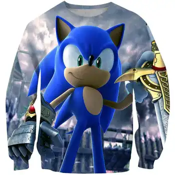 3D Sonic hedgehog Otroci Hoodie Plašč, Otroci Sweatshirts Puloverji Vrhnja oblačila Kostum Fantje, Dekleta obleke Pulover Ulične