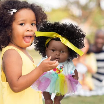40# Igrače Za Otroke Črno Afriško Črno Baby Lepe Kodraste Črne 8-palčni Vinilni Otroška Igrača Humanoid Lutka Darilo Igrača Rojstni dan Darila