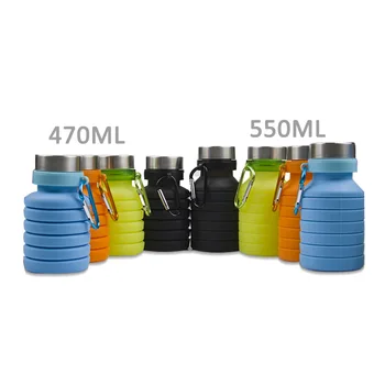 470 Ml/550 Ml Prenosni Silikonski Steklenico Vode Zložljive Zložljive Kave Steklenico E Na Prostem, Potovanja Orodje Upogljivi Šport Steklenice