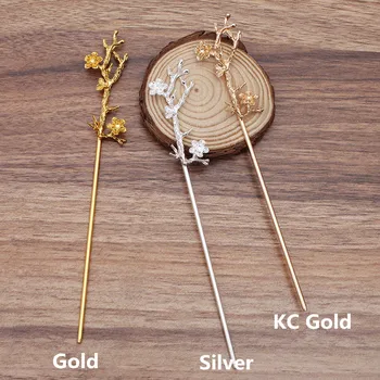 5 KOS 120 mm Kovinske Zlitine KC Gold Silver Plated Veje Cvetje Lase Palice Za Ženske Hairwear Dekoracijo