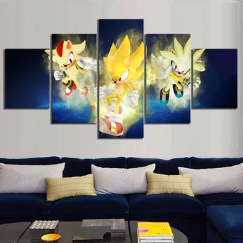 5 Kos Super Sonic Risanka Stenske Slike Sonic Hedgehog in Video Igre, Poster, Platno Umetnosti Stenskih Poslikav za Dom Dekor