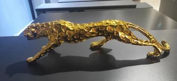 53 cm Velike 2021 Domov trgovina Podjetje TOP KUL poslovnih dekorativne umetnosti srečno Cheetah zlati leopard Kiparstvo Kip