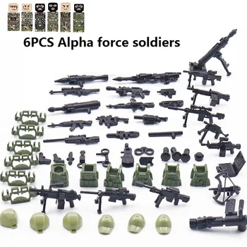 6PCS/veliko ruske Alfa sila Sodobne MOC SWAT Mesto vojaškega orožja playmobil pribor številke Stavbe Blok Opeke mini igrače