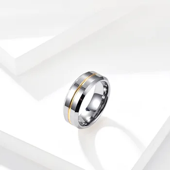 8 mm Volfram Jekla Band Ring Preprost Srebrne Barve V Modro Moške Obroči Darilo Za Poroko Posla Obletnico Moški Nakit