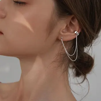 925 sterling srebro uhan trend krog uho, kosti uho posnetek dolgo uho skladu tassel osebnost modni ženski dekle srebro uho jewelr