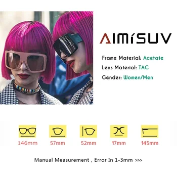 AIMISUV 2021 Nov Kvadratni sončna Očala Ženske blagovne Znamke Oblikovalec Gradient Objektiv Modna sončna Očala Ženske Letnik Odtenki Ženske UV400