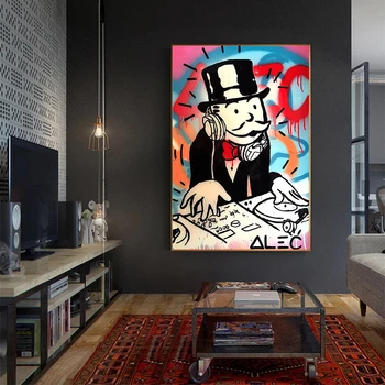 Alec Monopolyingly Richie Scrooge Dolarjev Platno Slikarstvo Ulične Umetnosti Plakatov in Fotografij Grafitov Wall Art Slike za Dom Dekor
