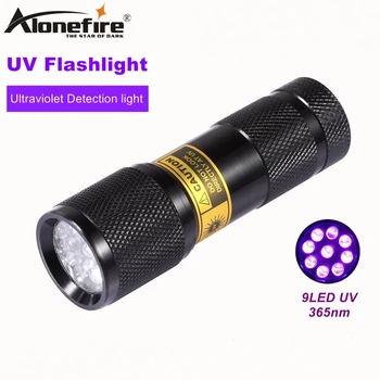 AloneFire 9 LED 365nm Uv svetlobo Krvi preverite ultravijolična svetilka Nevidno Hišnih Mačk Pes urina Scorpion Detektor Svetilko, Baklo AAA