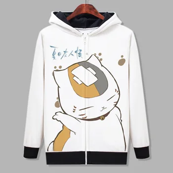 Anime Natsume Yuujinchou Mačka Učitelj Natisnjeni Runo Plašč Moški Ženske Zimske Debele Outwear Takashi Nyanko sensei Oblačila