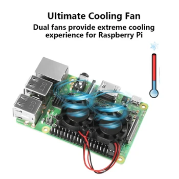 Aokin Za Raspberry Pi 4 Model B Dual Fan z hladilnega telesa Zadnji Dvojni Ventilatorji Hladilnik Opcija Za Raspberry Pi 3/3B+/4B