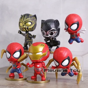 Avengers 3 Infinity Vojne, Iron Man, Spiderman Železa Spider Black Panther PVC Številke Igrače, Avto Dekoracijo Lutke 6pcs/set