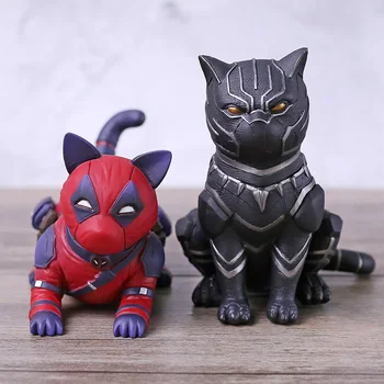 Avengers Cosplay Deadpool / Black Panther Mačka PVC Slika Zbirateljske Model Igrača