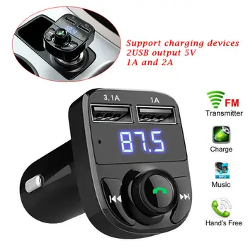 Avto Hands-free (prostoročni Brezžični Bluetooth, FM Oddajnik, MP3 Predvajalnik Dvojni Polnilnik USB X8