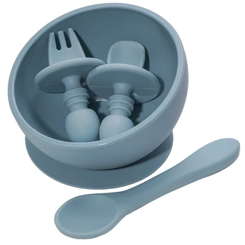 Baby Silikonski Hranjenje Namizna Bedak Bowl Nabor BPA Free Prenosni Mini Vilice, Žlica Malčka Flexable Večerja Ploščo Živilo Torilo
