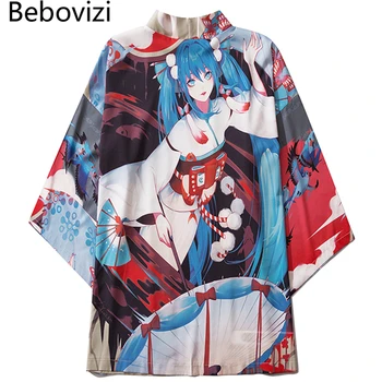 Bebovizi 2021 Anime Dekleta Tiskanja Cosplay Japonski Kimono Jopico Vrhovi Poletje Ženske Obleka, Jakna, Srajca Samurai Yukata Haori