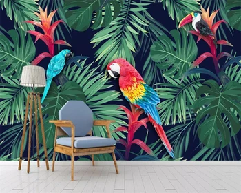 Beibehang ozadje po Meri Nordijska tropskih rastlin papiga ozadju stene papirja zidana doma dekor dnevna soba, spalnica 3d ozadje