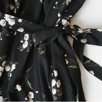 BGTEEVER Priložnostne Proti-vrat Ruffles Svoboden Ženske Obleko Elegantno Tiskanje Poln Rokav Šifon Obleko Ženski Visoko Pasu Midi Vestidos 2020