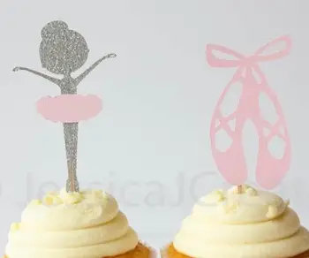 Bleščice Balerina in čevlji Cupcake Toppers princesa poročno zabavo, rojstni dan/Poročni tuš/Baby Tuš/Rojstni dan hrane izbirčen