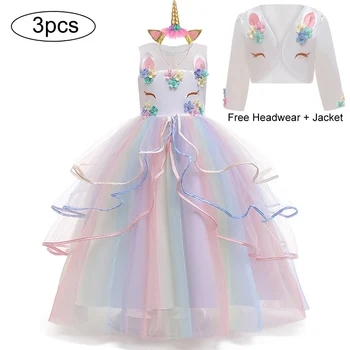Božič Dekle Samorog Obleko Velikonočni Princesa Obleko Otroci Obleke Kostum Otrok Rojstni Dan Obleko Poročno Obleko Vestidos 3-12 Leto