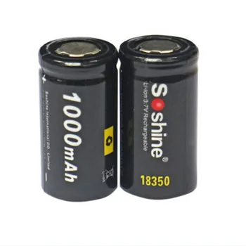 Brezplačna dostava 2pcs Soshine 18350 baterija Li-ion baterijo 3,7 V 1000mAh baterija za ponovno polnjenje